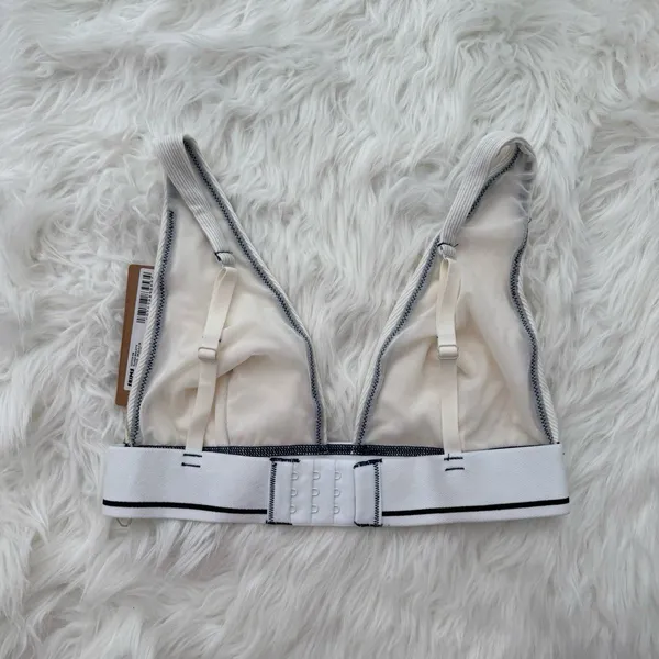 Skims Cotton Rib Plunge Bralette Marble Size XS - Image 4