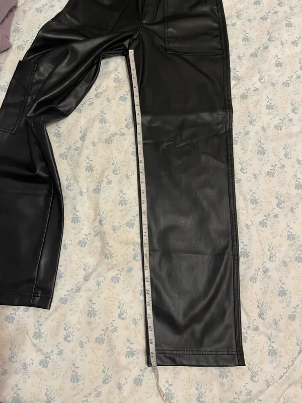 Zara Black Leather Straight Leg Pants - Image 6
