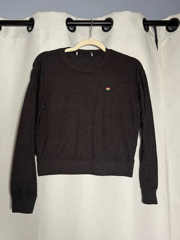 Spiritual Gangster Amour Savasana Pullover Sweater Dark Grey and Rainbow Size S - Image 5