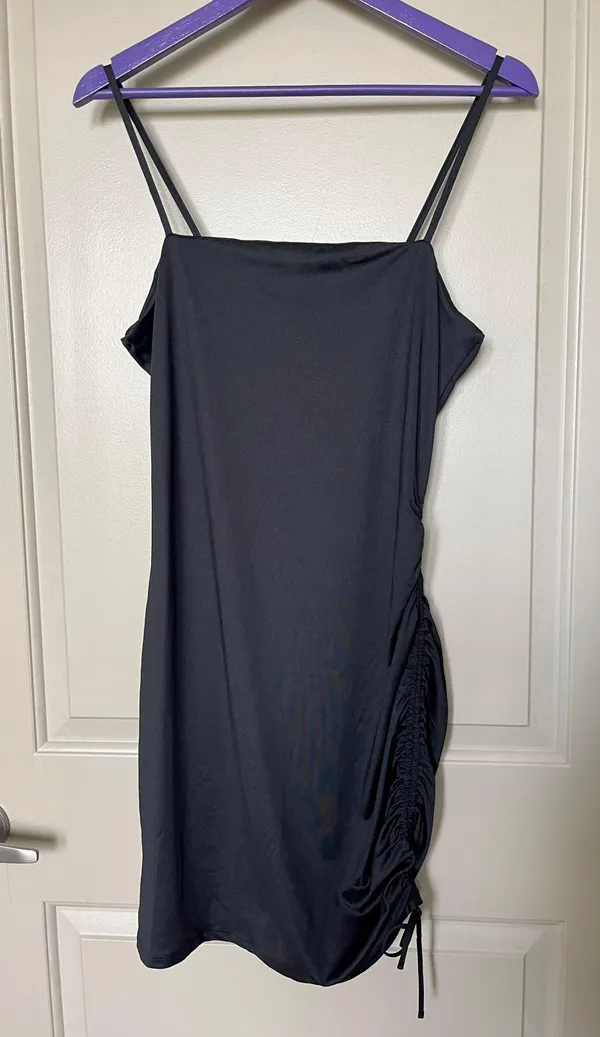 H&M Black Draped Slip Dress - Image 2