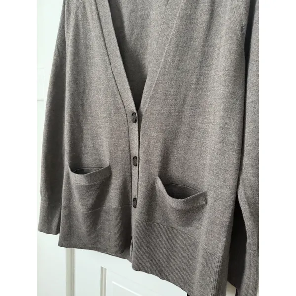 Banana Republic Wool Womens Taupe Brown V-Neck Button Front Pocket Cardigan - Image 3