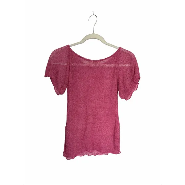 Ambra Maddalena Womens Sz L Pink Frankie Open Knit Sheer Stretchy Top Vintage - Image 6