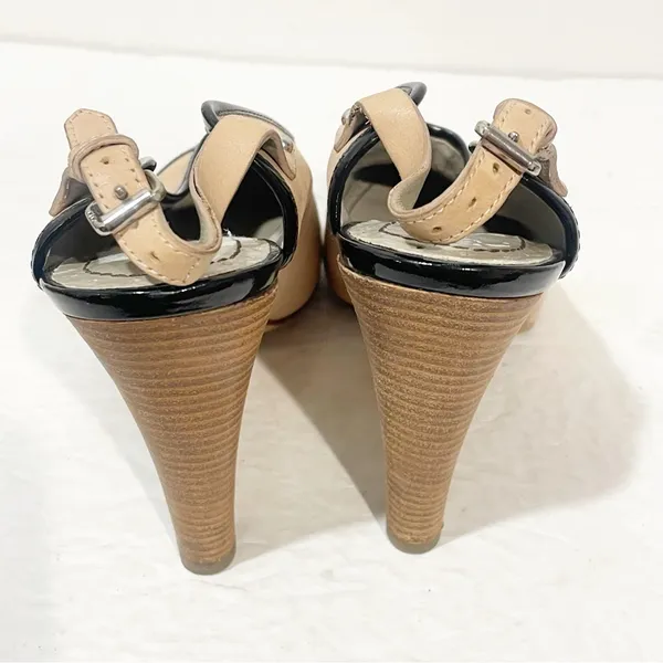 Marc by Marc Jacobs‎ Size 36/5.5 Tan Black Toe Cap Sling Back Heel Shoes - Image 4