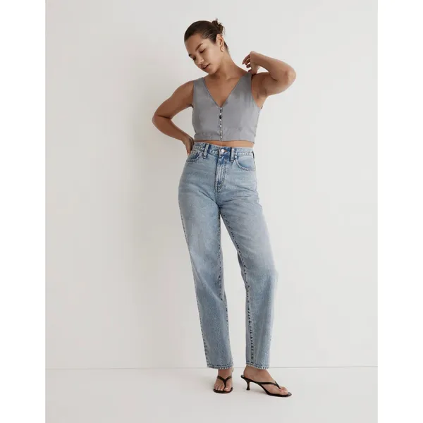 Madewell Softdrape Gwen Crop Vest Top Still Dawn Gray Fitted V Neck US 12 NWT - Image 2