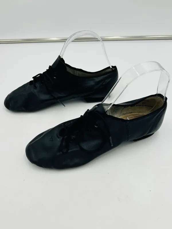 Capezio 7W Adult Black Leather Lace Up Dance Jazz Shoes Style: EJ1 - Image 3