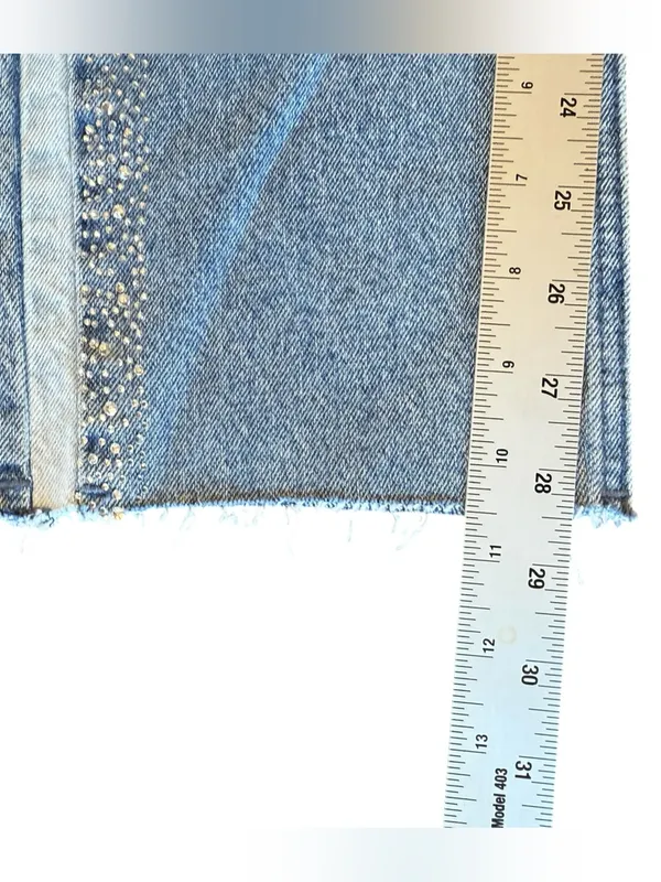 KanCan NWT Evelyn Mid Rise Slim Straight Leg Rhinestone Side Stripe Size 1/24 - Image 11