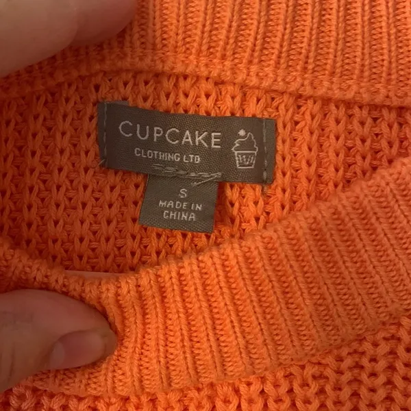 Cupcake Clothing womens small max sunrise colorblock sweater cute bright pink or - Image 3
