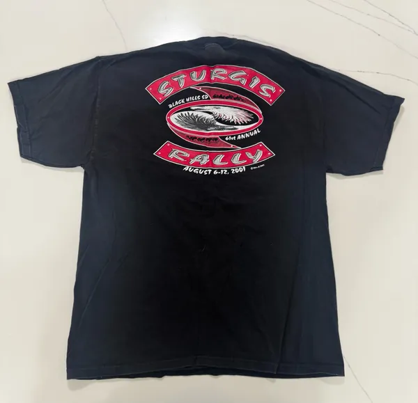 Hanes Vintage 2001 Sturgis Rally T Shirt L Black Hills Motor Classic Biker Motorcycle - Image 3