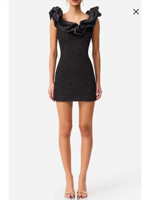 Elliatt Paloma Satin Ruffle & Floral Jacquard Cocktail Minidress Medium - Image 6