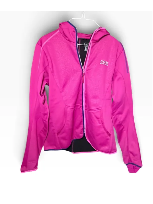 Women's Gore Bike Wear Pink & Black Hooded Cycling Jacket Size Lg - Image 4