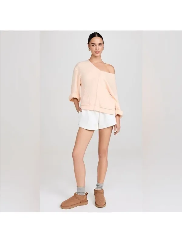 Free People Intimately Day Off Fleece Pullover Sweater Peach lounge cozy Sz S - Image 4