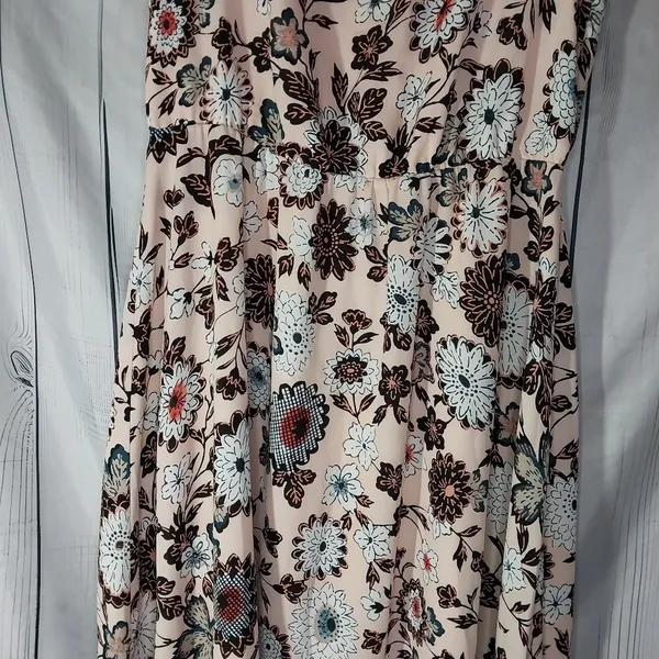 Loft Pink Floral Flutter Sleeve Boho Feminine Dress Size L - Image 4