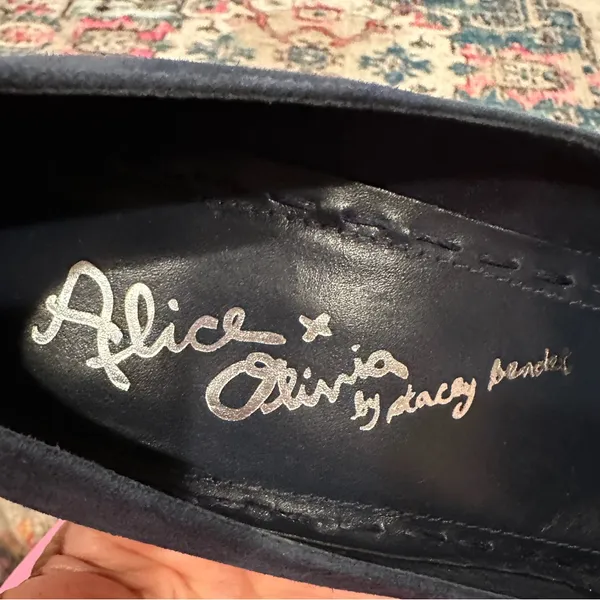 Alice + Olivia Stacey Bendet blue suede leather heels pumps 39.5 or 9 - Image 8