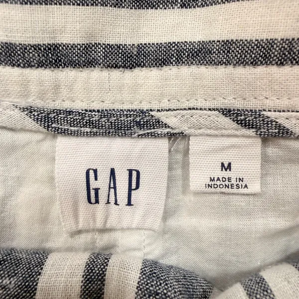 GAP Blue White Striped Linen Blend Wrap Midi Skirt Tie Waist Pockets Nautical - Image 7