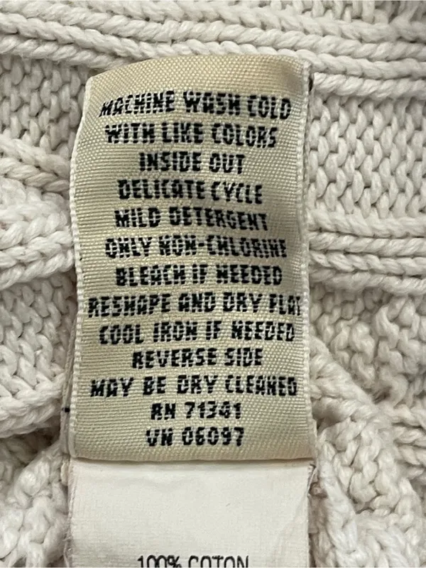 L.L.Bean Classic Cable Knit Turtleneck Sweater Ivory preppy nautical coastal XL - Image 3