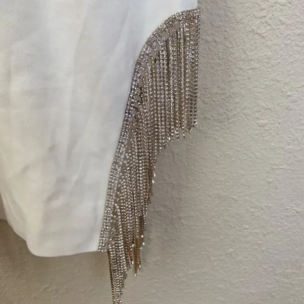 HOUSE OF CB 'Charlize' White‎ Crystal Trim Dress/Size XS NWOT - Image 9