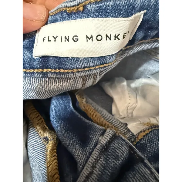 Flying Monkey Distressed Raw Hem Cropped Flare Jeans Size 25 - Image 3