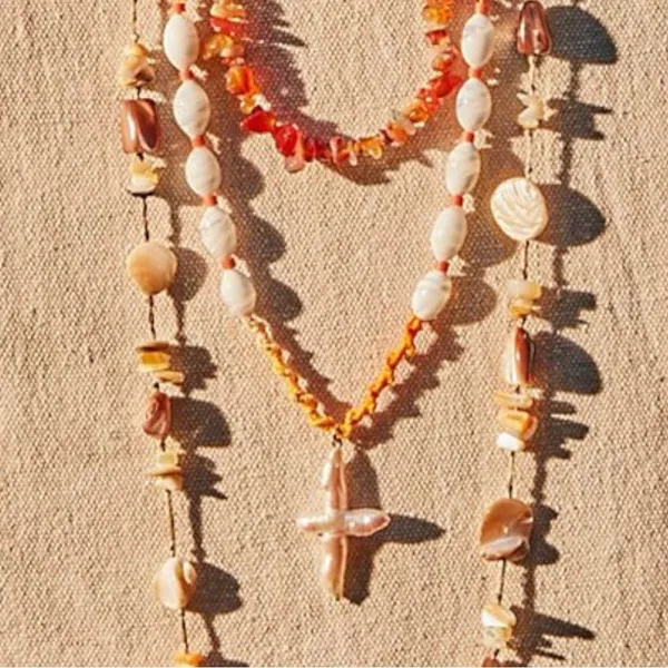 Free People Ariana Ost Easy Does It Pearl Cross Strand Necklace Bohemian Beach - Image 15