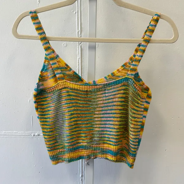 NWT Cider Space Dye Knit Button Front Crop Tank Top Multi Color Size‎ Medium - Image 2
