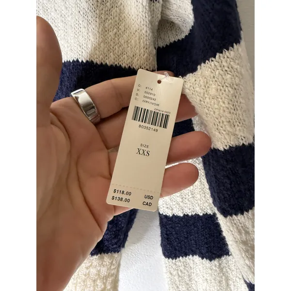 NWT Anthropologie Maeve V‎ Neck Striped Polo Pullover Sweater XXS - Image 4