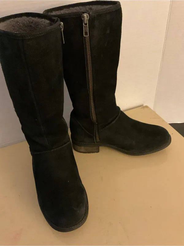 UGG women black suede tall mid calf Linford boots US 6 - Image 6