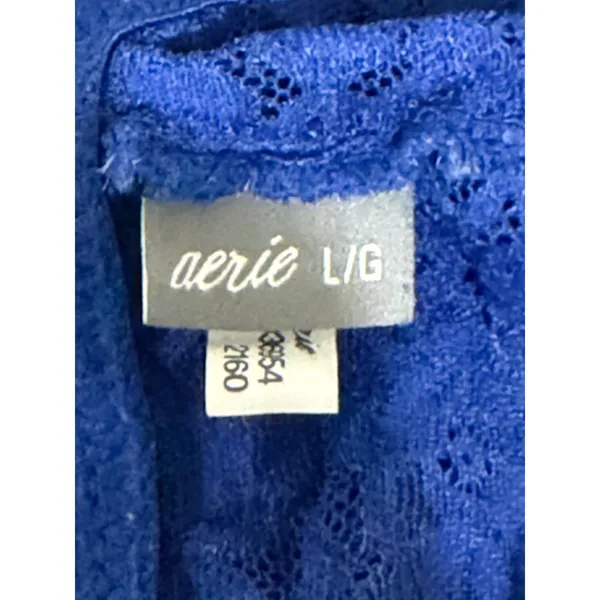 Aerie Royal Blue Floral Lace T-Back Bralette Adjustable Straps Large L/G - Image 3