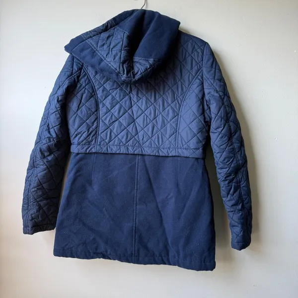 Sam Edelman Quilted Hooded‎ Puffer Jacket Coat Navy Blue Womens Size L - Image 3