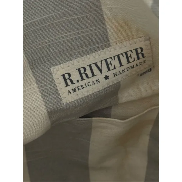 R. Riveter Black Canvas/Brown Leather Crossbody Shoulder Large Tote Bag USA Made - Image 4