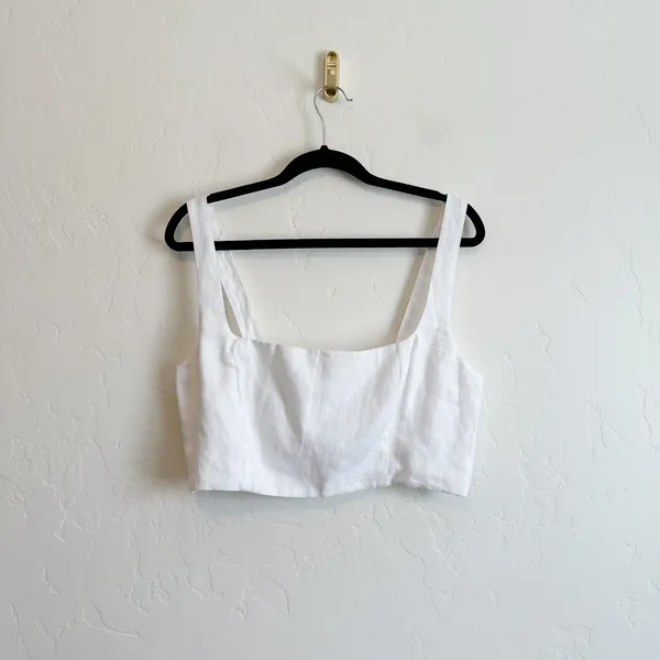 Reformation | NWT Pepper‎ 100% Linen Cropped Tank Top in White - Image 4