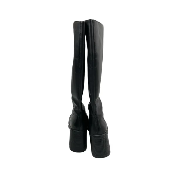 Steve Madden Fanatik Womens Black Leather Square Toe Zip Up Knee High Boots 6.5 - Image 3