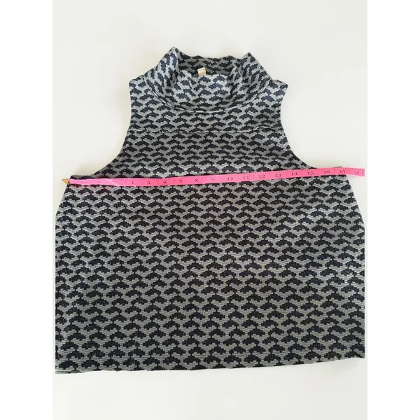 We The Free Free People Cowl Neck Racerback Knit Top Green Black Geometric Small - Image 3