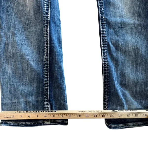 Rock Revival Beliss Bootcut Jeans Women 31 Embellished Flap Pockets Mid Wash Y2K - Image 10