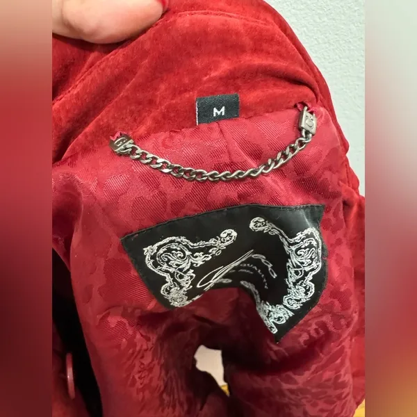 2000s Guess red suede leather jacket size medium rare Y2K - Image 11