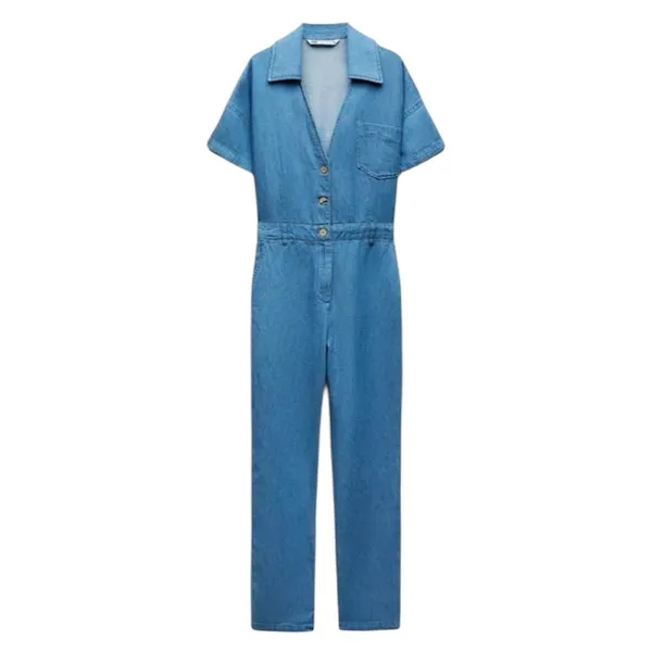 Zara Women’s Blue Denim Cotton‎ Linen Blend Jumpsuit Size Medium - Image 10