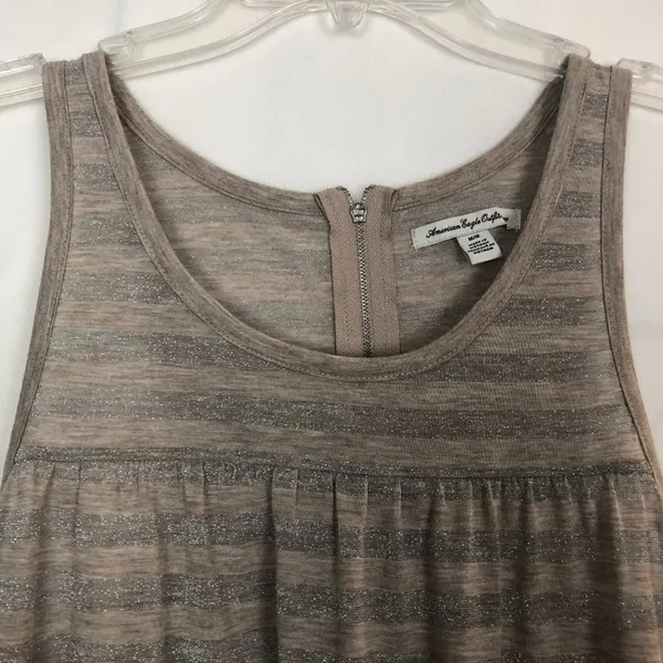 American Eagle Sleeveless Striped Metallic Swing Top Size Medium - Image 3