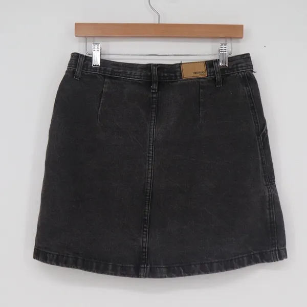 Yimeixuan Jeans Black Denim Button Front Mini Skirt High Waist A-Line Size L - Image 5