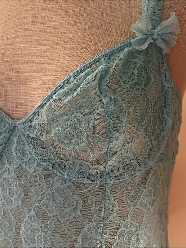 Vintage teal turquoise Light Blue Lace Slip Dress - Women Intimates & Sleepwear - Image 3