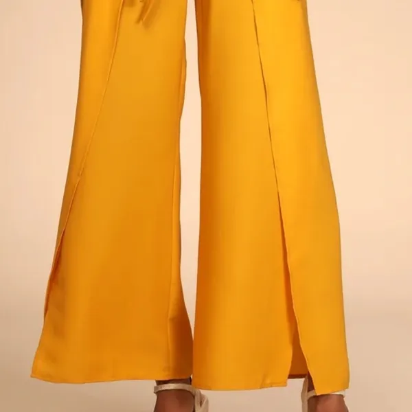 Lulus Bright and Breezy Marigold Tie-Front Culotte Side Slit Pants - Image 7