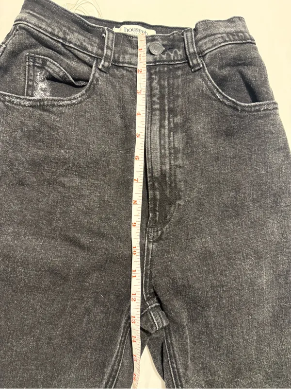 House of CB Bria Distressed High Waist Straight Leg Jeans FadedBlack Slim SizeXS - Image 11