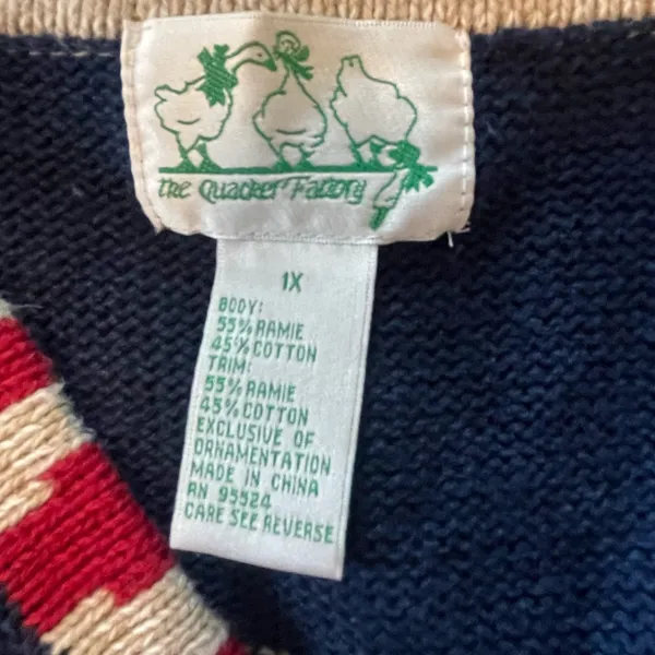 Quacker Factory Navy Cardigan with‎ Red and White Patriotic Accents - Image 3