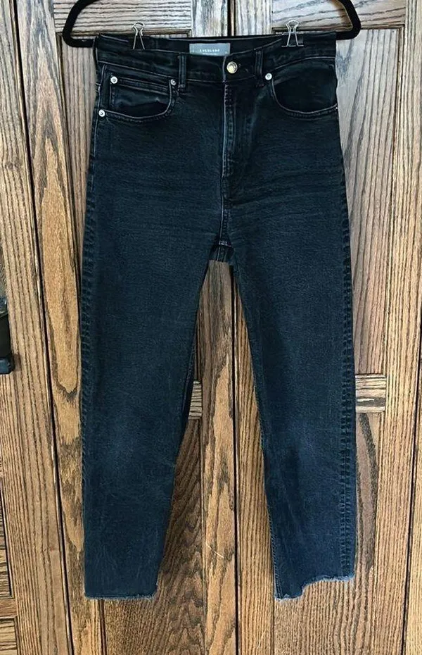 Everlane | The Way High Jean in Black with Raw Hem | womens 26 - Image 7