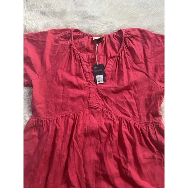 NWT Universal Thread Linen Blend Babydoll Top XL Pink Short Sleeve V-Neck - Image 5