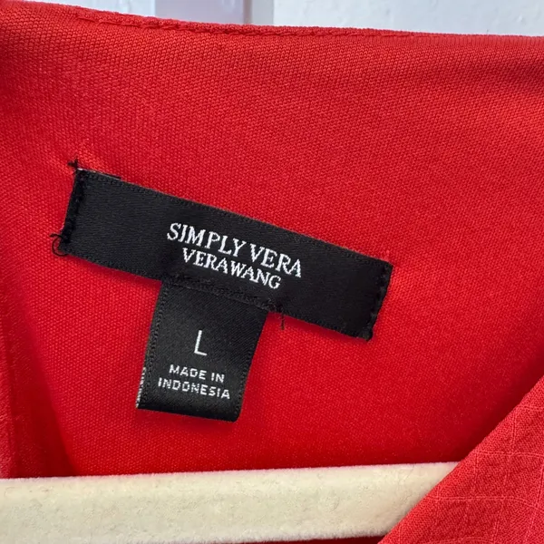 Simply Vera Vera Wang Red Coral Sleeveless Tiered Midi Dress Elastic Waist Lg - Image 6