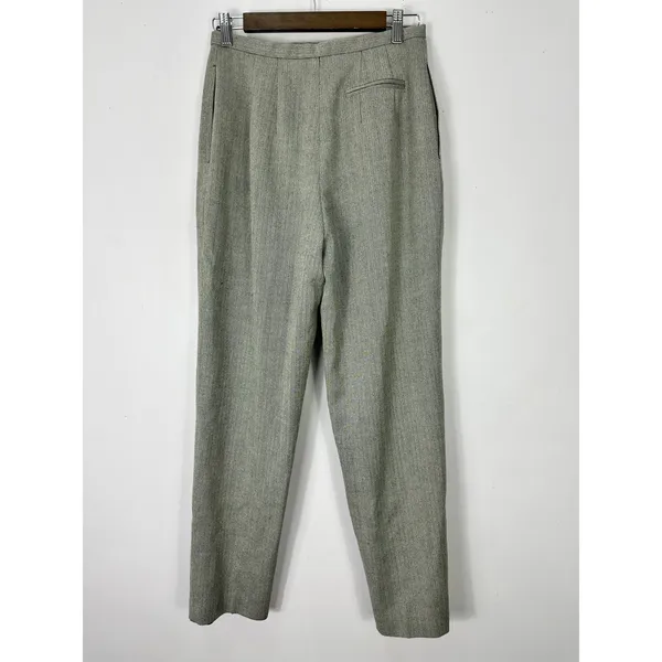 Andrea Viccaro Trousers Women 8 Grey Wool Herringbone High Waist Dress Pants - Image 2