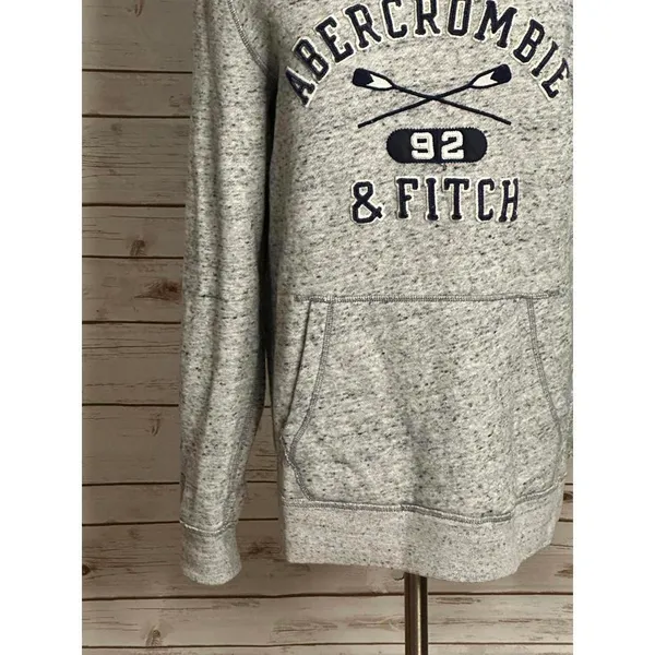 Abercrombie & Fitch distressed oversized marled grey sweatshirt Size Medium - Image 5