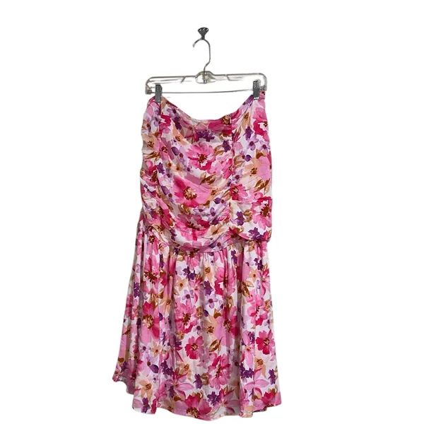 NWT Lulus Flourishing Favorite Floral Ruched Maxi Skirt Large IVORY/ PINK PURPLE - Image 7