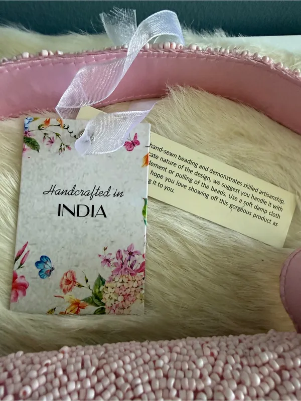 India Hydrangea Pink Beaded Bag - Image 10