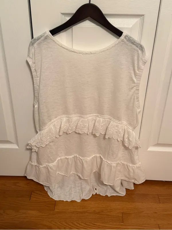 Free People Claire Tee in Ivory - Image 2