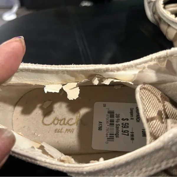Women’s Coach Brown and Cream Sneakers Please see pics New but Peeling inside - Image 8