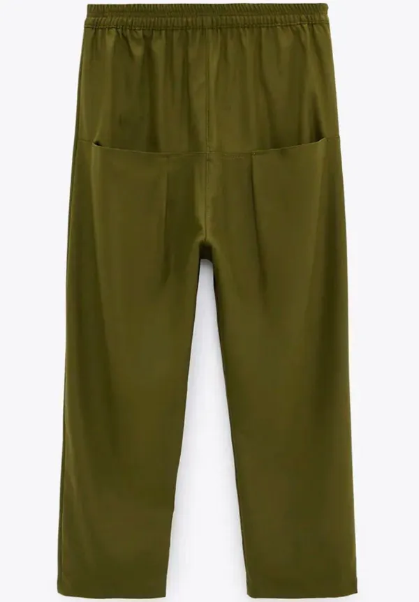 ZARA NWT Baggy Low Waisted Pants W Pockets Green - Image 5